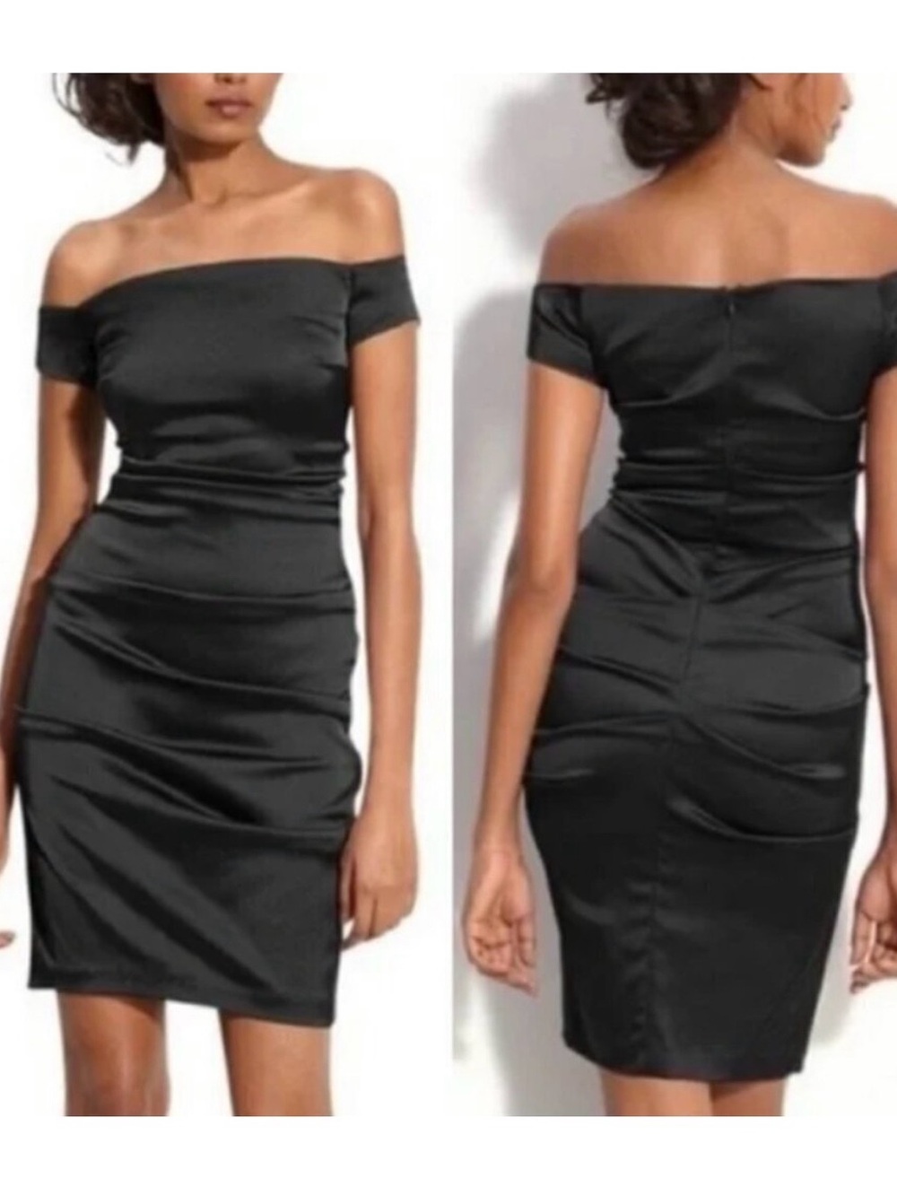 Betsy & Adam ruched stretch little black cocktail dress Dress size 14